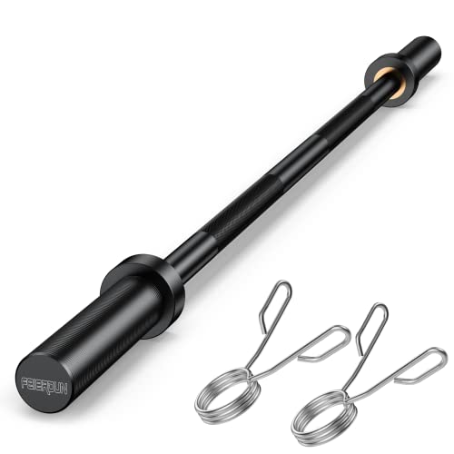 FEIERDUN Olympic Barbell 4ft-5ft-7ft Barbell EZ Curl Bar, Suitable for 2-Inch Weight Plates Black 4FT 32LBS