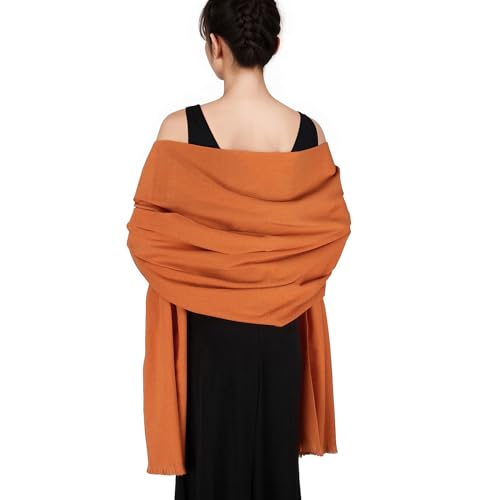 SWAT PANY Pashmina shawls and wraps for Evening Dresses Scarf for Women Winter Shawl Wraps for Women Weedings Orange