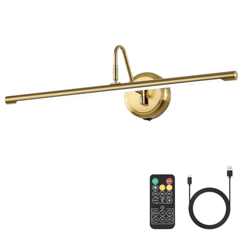 JOOSENLUX Battery Operated Picture Lights Modern Wireless Wall Lights 24.4" Inch Dimmable Under Counter Lights for Kitchen with Swing Arm as Canvas Wa