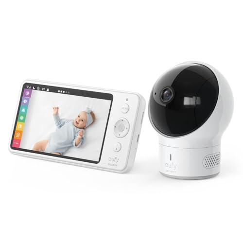 eufy Security Spaceview Video Baby Monitor E110 with Camera and Audio, Security Camera, 720p HD Resolution, Night Vision, 5" Display, 110° Wide-Angle