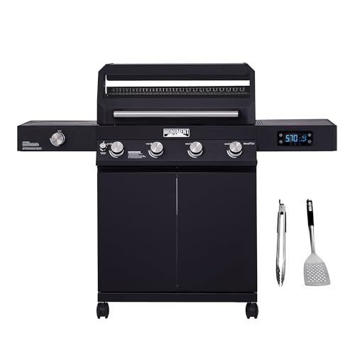 Monument Grills 4-Burner Liquid Propane Gas Smart bbq Grill Denali 425 with Stainless Steel 2 Piece Barbecue Tool Set(2 Items) D425 with Barbecue Tool