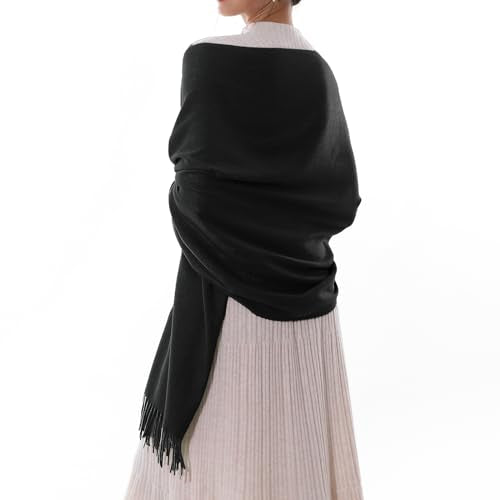 RIIQIICHY Scarfs for Women Winter Scarf Pashmina Shawls Wraps for Evening Dresses Large Soft Warm Scarves Black
