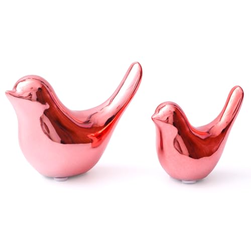 Notakia Small Birds Statues Pink Home Decor Modern Style Decorative Ornaments for Living Room, Bedroom, Office Desktop, Cabinets (2Pcs Pink Birds)