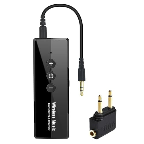 Bluetooth 5.4 Transmitter Receiver,Airplane Bluetooth Audio Adapter,Wireless Audio Transmitter for Headphones Travel Flight TV Car Gym Home Stereo, Ca