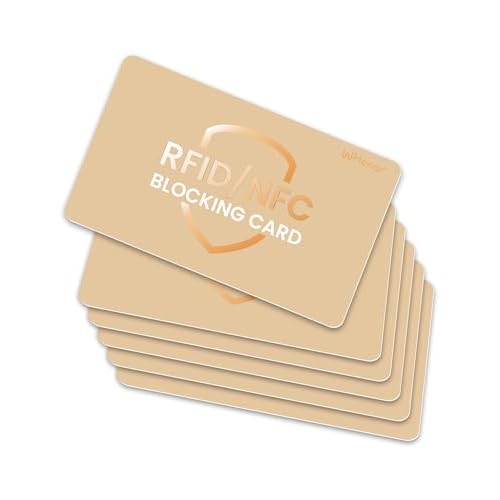 RFID Blocking Card 6 Pack, Bank Debit Credit Card Protector, Anti-Theft Contactless NFC Blocker, One Card Protect Entire Wallet (Golden, 6 Pack)