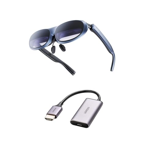 Rokid Max AR Glasses and HDMI, Augmented Reality Glasses Wearable Headsets Smart Glasses for Video Display, Myopia Friendly Portable Massive 1080P Scr