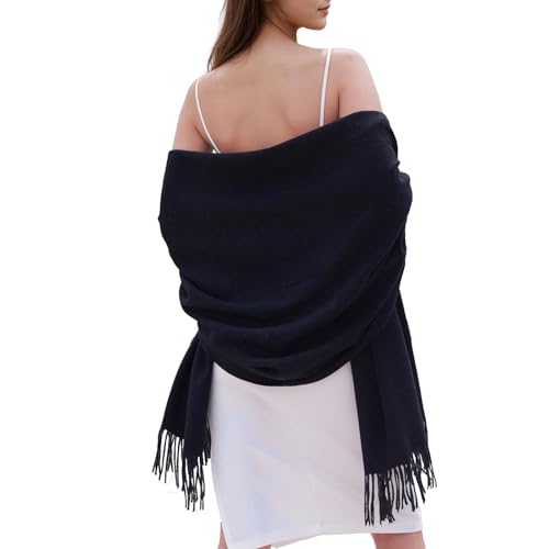 SWAT PANY Winter Scarfs for Women Pashmina Shawls and Wraps for Evening Dresses Warm Shawl Wraps for Women Weddings Navy