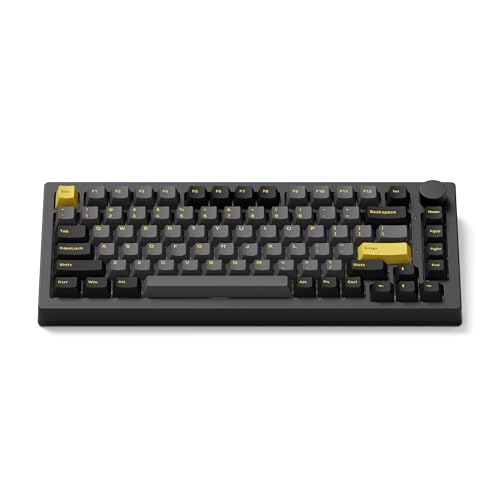 Akko 5075B Plus Mechanische Tastatur, 3-Modus 75% US-Layout Gaming-Tastatur mit Hot Swappable Linear Switch, Dichtung, Cherry PBT-Tasten, Drehknopf f�