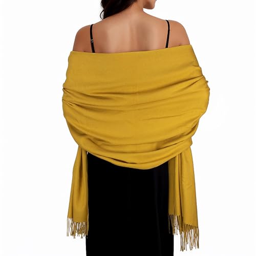 Women Winter Scarf Pashmina Shawls and Wraps for Evening Dresses Shawls for Women Wedding Yellow