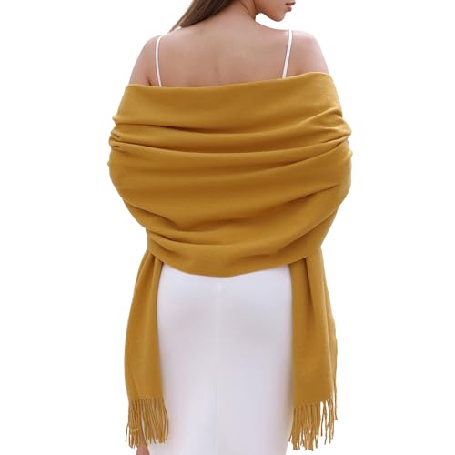 SWAT PANY Winter Scarfs for Women Pashmina Shawls and Wraps for Evening Dresses Warm Shawl Wraps for Women Weddings Turmeric