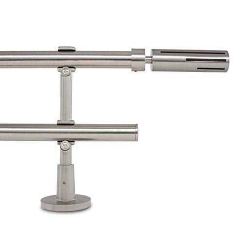 GCurtain Adjustable Double Curtain Pole, 28-46 Inch, 1.1 Inch Diameter, Brushed Nickel Finish, Wall Mount, Shooting Star Finials Shooting Star 70cm-12