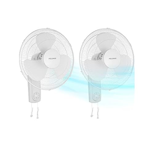 PELONIS 16’’ Wall Mount Fan with 3 Speed Settings Oscillating Household Wall Mounted Fan with Adjustable Tilt High Velocity for Garage Patios Bedr
