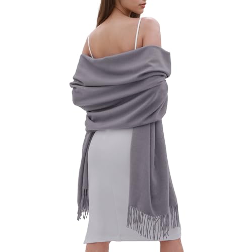 SWAT PANY Winter Scarfs for Women Pashmina Shawls and Wraps for Evening Dresses Warm Shawl Wraps for Women Weddings Grey-2