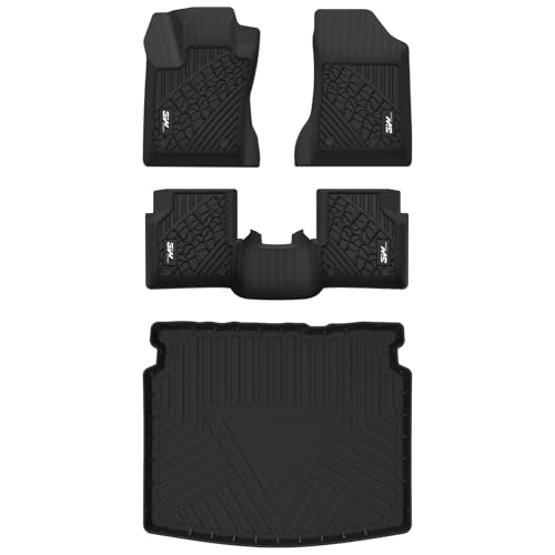 3W Floor Mats and Cargo Liner Fit for 2017-2025 Jeep Compass, TPE All Weather Custom Fit First Second Rows and Trunk Full Set Car Mats, Black Compass