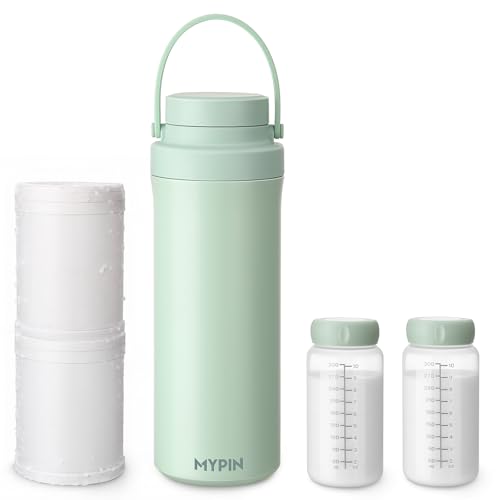 MYPIN 22oz Portable Breast Milk Cooler for Outdoor, 360° Cooling Tubes for 24 Hours with 2pcs Baby Bottles Reusable Storage Container, Larger Capacit