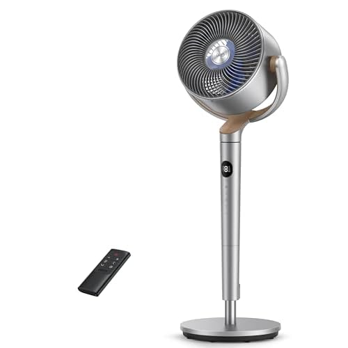 Dreo Standing Fan, 120°+120°Omni-directional Oscillating Fan For Bedroom, 85 ft Circulator With Remote, DC Motor Quiet Pedestal Fans, Adjustable Hei