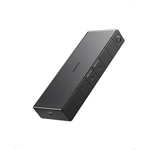 Anker 778 Thunderbolt Dockingstation (12-in-1, Thunderbolt 4), 40 Gbps mit Max 100W Aufladung für Laptop, Single 8K, Quad 4K Bildschirm, Ethernet, 6