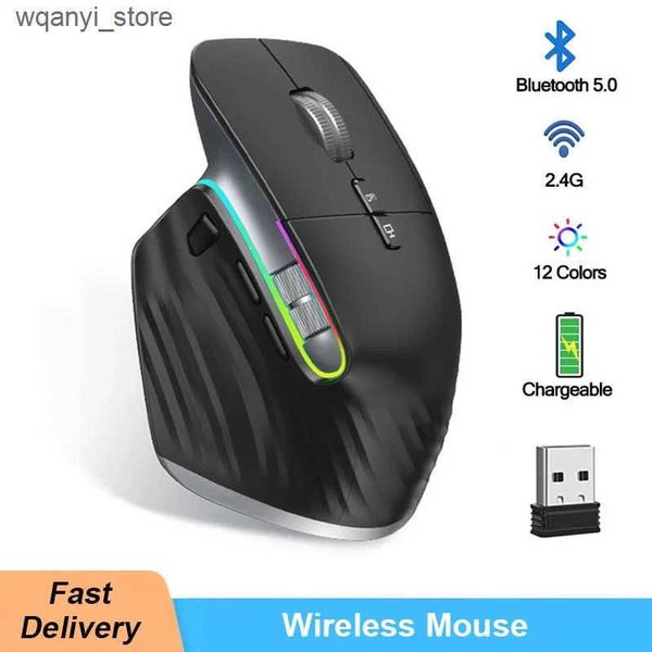 Mice Wireless Mouse Bluetooth 5.0+2.4GHz Tri- Mode USB Gaming Mouse Ergonomic Rechargeable Silent Vertical Mice for Computer Office L240910