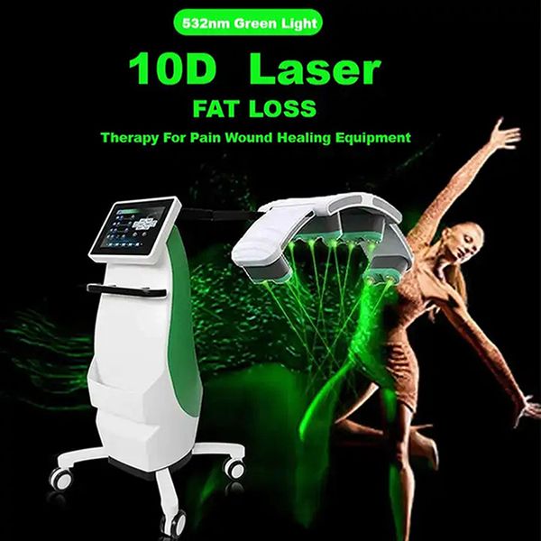 Green light 10D lipo Laser slimming machine 532nm lipolaser weight loss body sculpting Equipment LLLT Therapy Fat Dissolving Reduce Cellulit