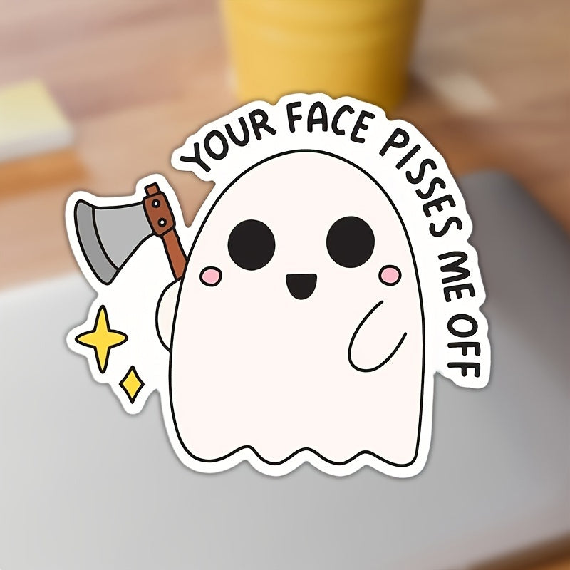 TEMU A Vinyl Bumper Sticker, Single Use Car Sticker With &;your Face Angry&; - Laptop, Helmet, Refrigerator Sticker.