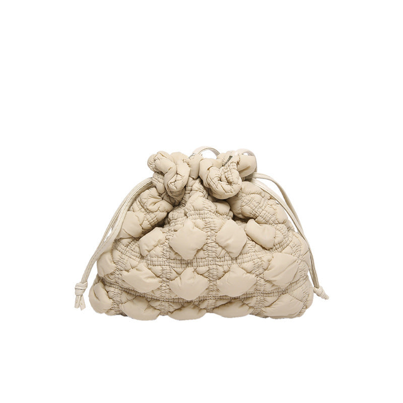 D30 Trendy Fashion Small Shoulders Bags: Simple & Stylish Drawstring Bubble Puffy Cloudbag