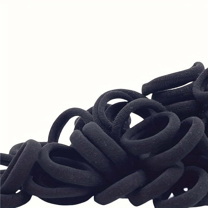 TEMU 100pcs Black Hair Ties – Soft Seamless Rubber Bands For No-snag Ponytail Holders, Teen S Scrunchies, Thick Hair Friendly & - Sports And Fashion