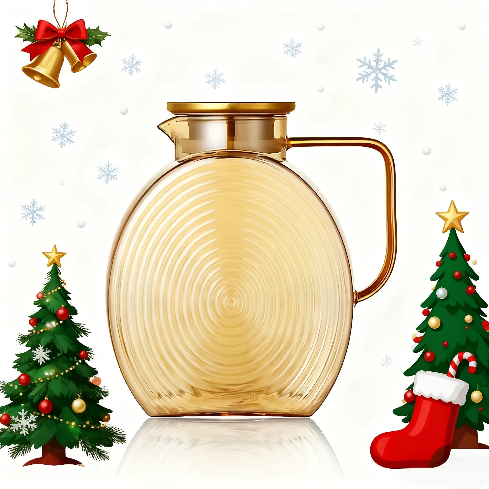 TEMU 77oz Large Glass Water Pitcher With Golden Lid & Wide Handle - Elegant Serving Jug For Coffee, Tea, Lemonade, Juice - Heavy-duty 2.2l Pitching