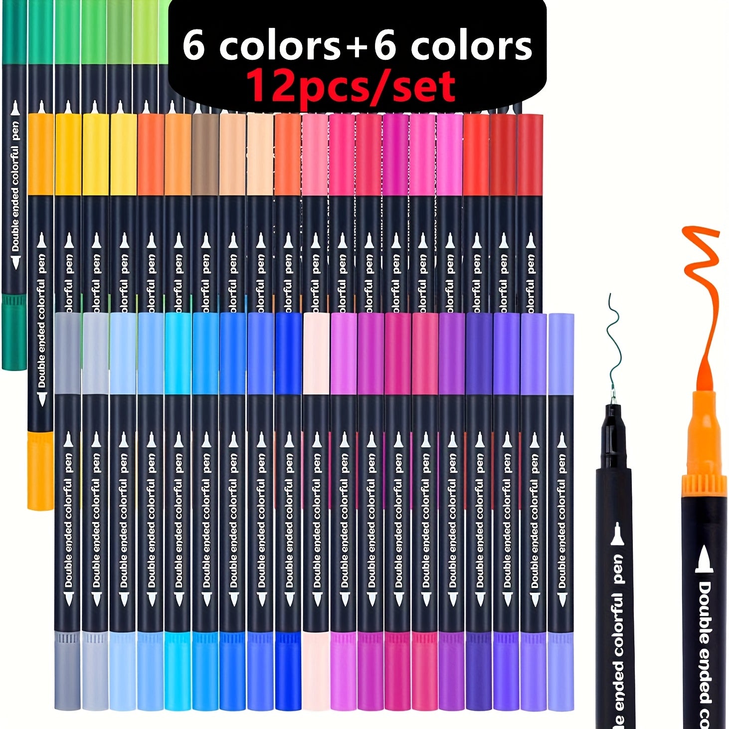 TEMU (120-60-23-12 Pcs) Artist Marker Set, Double-ended Chisel And Fine Sketch Art Markers, Art Supply Kit For Adult Drawing Book Coloring, Painting,