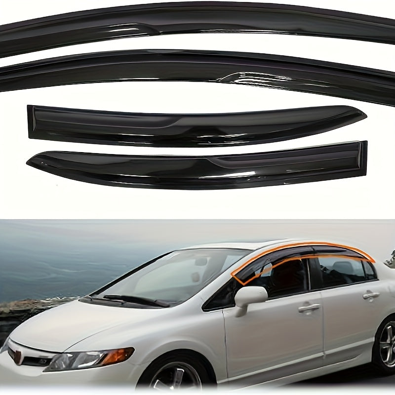 TEMU 4pcs Car Door Window Wipers, Rain Guards Side Window Visor Vent Outside Mount, Improved Visibility For Driver & Passenger, Fits 2006-2011 For