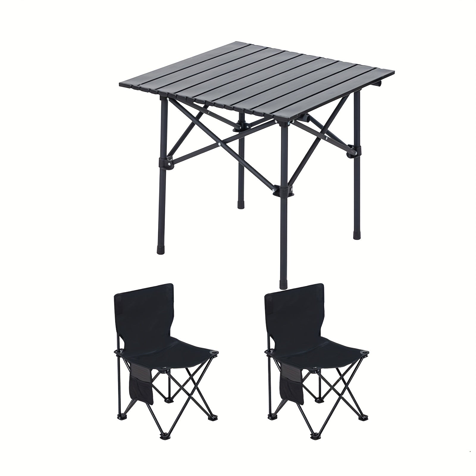 TEMU 3pcs Set, Folding Table And Chair Set, And 1 Table, Portable Outdoor Folding Table And Chair Camping Equipment, Outdoor Picnic Table, Fishing