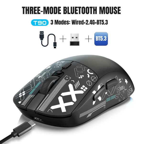 Mice The third mock examination wired 2.4G Bluetooth wireless mouse RGB light 650MAH wireless game mouse