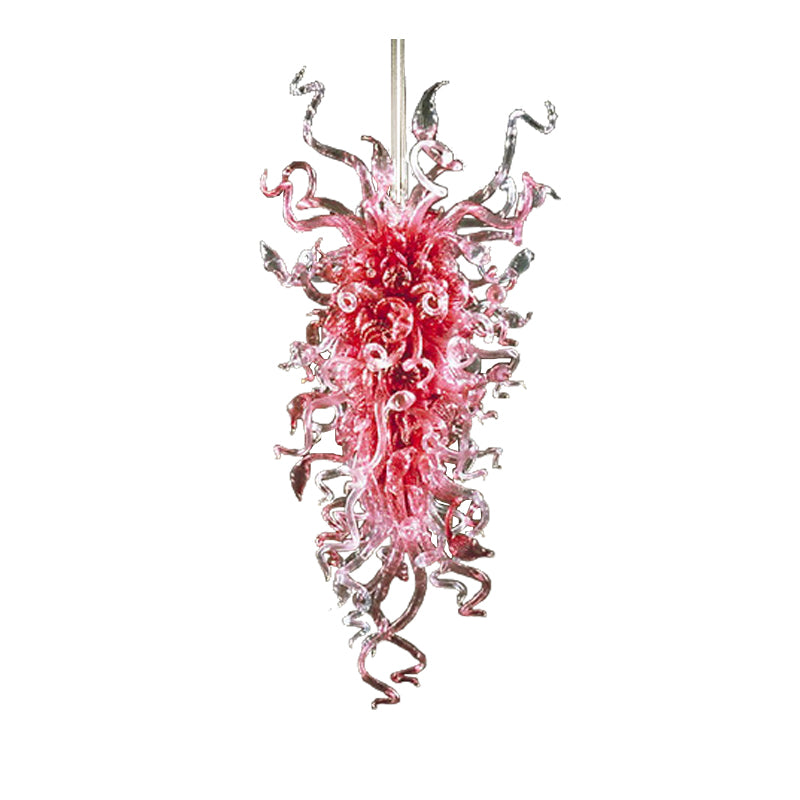 Romantic Pink Pendant Lamps High Quality LED Bulbs Home Hotel Wedding Decoration Style Hand Blown Murano Glass Crystal Chandelier