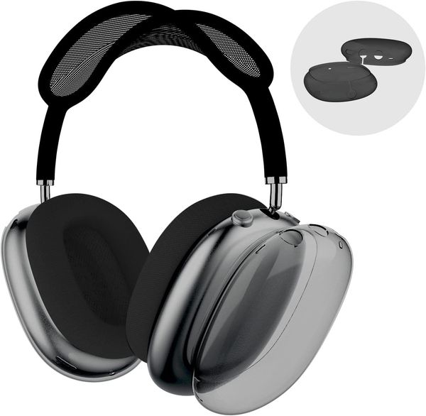 Headphones Case Cover for AirPods Max Clear Soft TPU Skin Anti-Scratch Transparent Headset Accessories Ultra Protective Cover for AirPods Ma