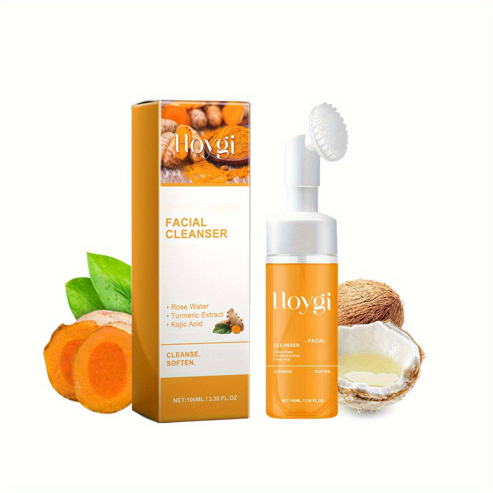 TEMU 3.38 Oz Turmeric And Kojic Acid Cleanser, Tightens Pores, Moisturizes The Skin, Brush The Skin Look More Elastic, Spring Skin Care Products
