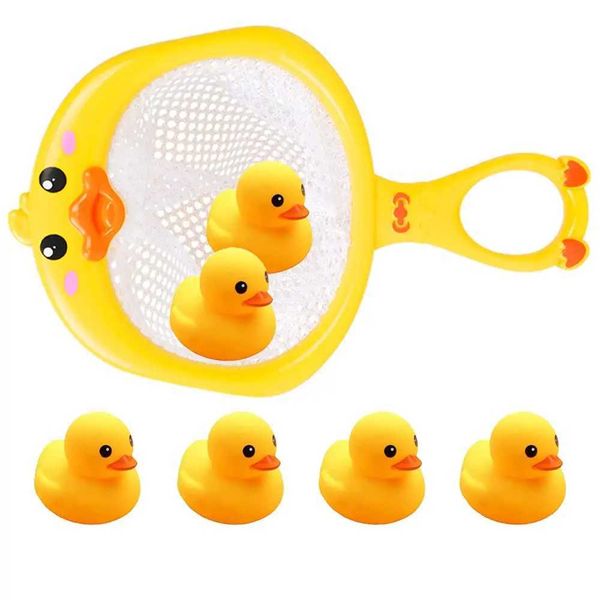Baby Bath Toys Baby bathtub toy childrens bath duck toy set childrens floating bath toy with 6 ducks and fish nets bathroom toddler toy wate