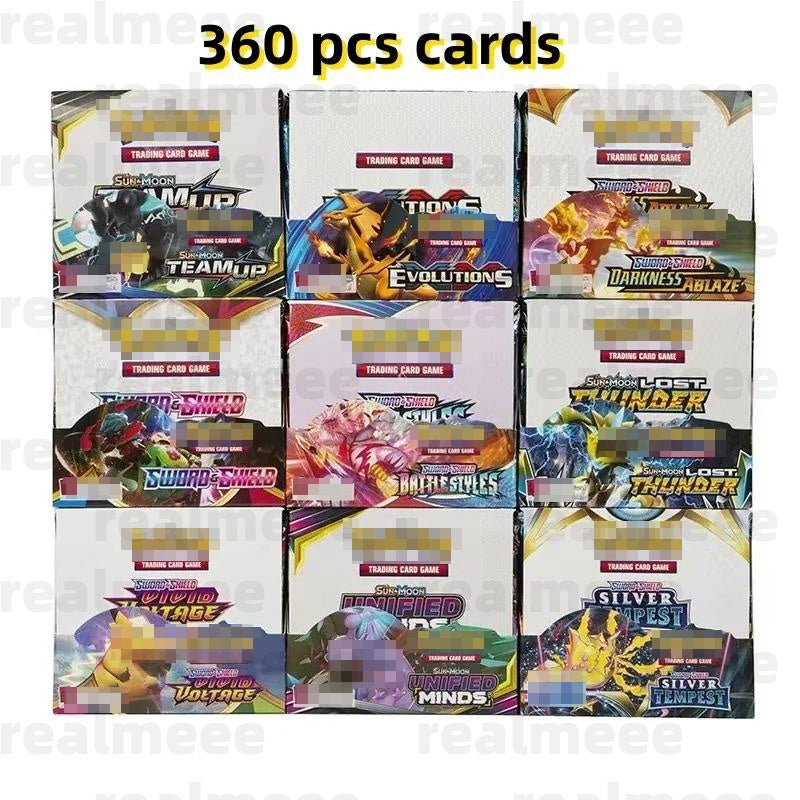 Board Game 360Pcs-Box Poke Pika English Booster Card REBR THU BUR SWO ULT Collectible Cards Children Toys Gifts