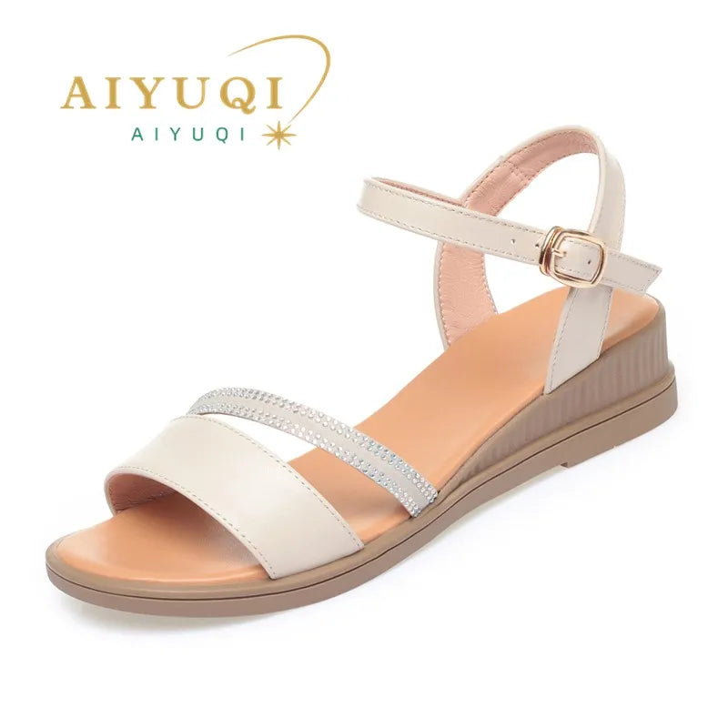 AIYUQI Women&#039;s Sandals Summer Mom Sandals Wedge Anti Slip Large Size Women&#039;s Sandals