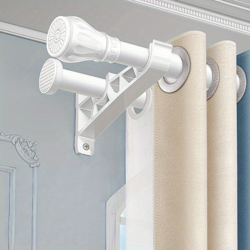 TEMU 2 Sets Curtain Rod Brackets Double Curtain Rod Bracket Hook Metal Curtain Rod Support Black Heavy Duty Curtain Rod Bracket With 4pcs Screws And