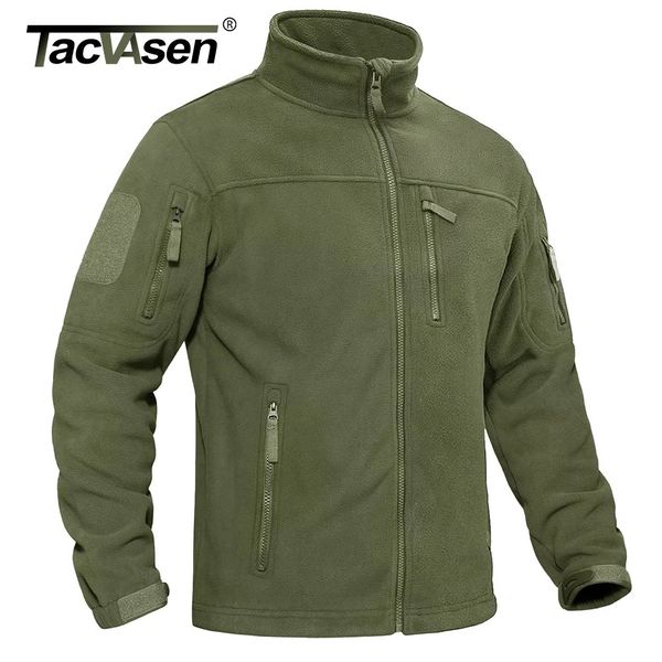 TACVASEN Mens Fleece Jacket Soft Warmth Windproof Full Zip Up Coat Multiple Zipper Pockets Hiking Working Outdoors Windbreaker 241216