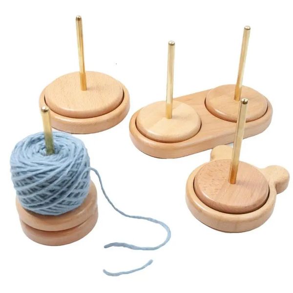 Other Home Storage Organization Yarn Holder Wooden Spinning Knitting Tools Beginner Crochet Accessories Stand Sewing Thread Spool 231124