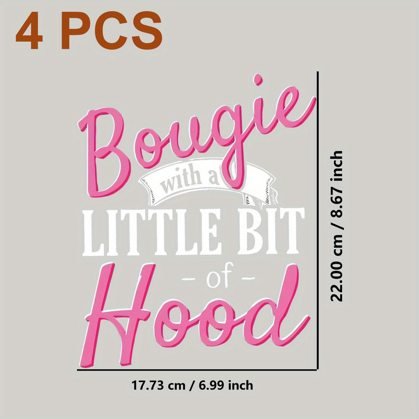 TEMU 4pcs Assorted Letter Iron-on Heat Transfer Decals - Diy Customization Patches For T-shirts, Pillows, Hoodies, Jeans & Backpacks