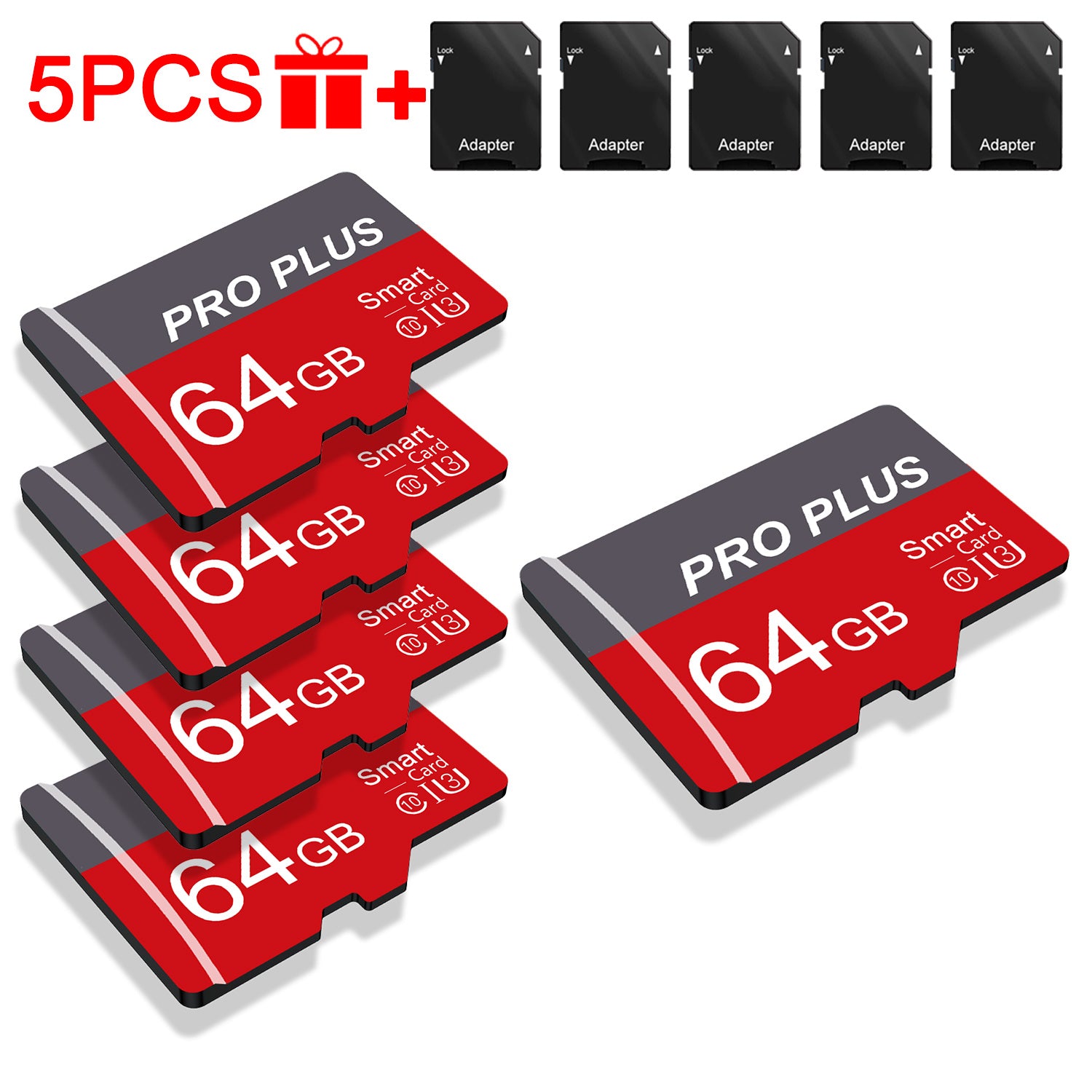 TEMU 5pcs Memory Card 64gb 32gb 16gb With Adapter, High Card 8gb 4gb 2gb 1gb, U3 C10 A1 Memory Tf Card For Tablet-camera-phone-car Audio, Store Your