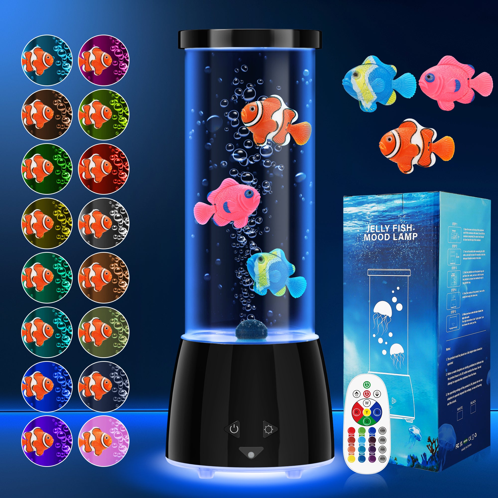 TEMU Bubble Fish Lamp, 16 Colors Light & 4 Lighting Effects Fake Aquarium Sensory Lamp, Artificial Fish Tank With Moving Fish For Home Decor, Ideal