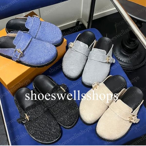 Cosy Comfort Clog Sandals scuffers Designer Women Men Flat Fur Leather Mules Platform Slippers Fashion Winter Warm Plush Slides Size 35-45 0