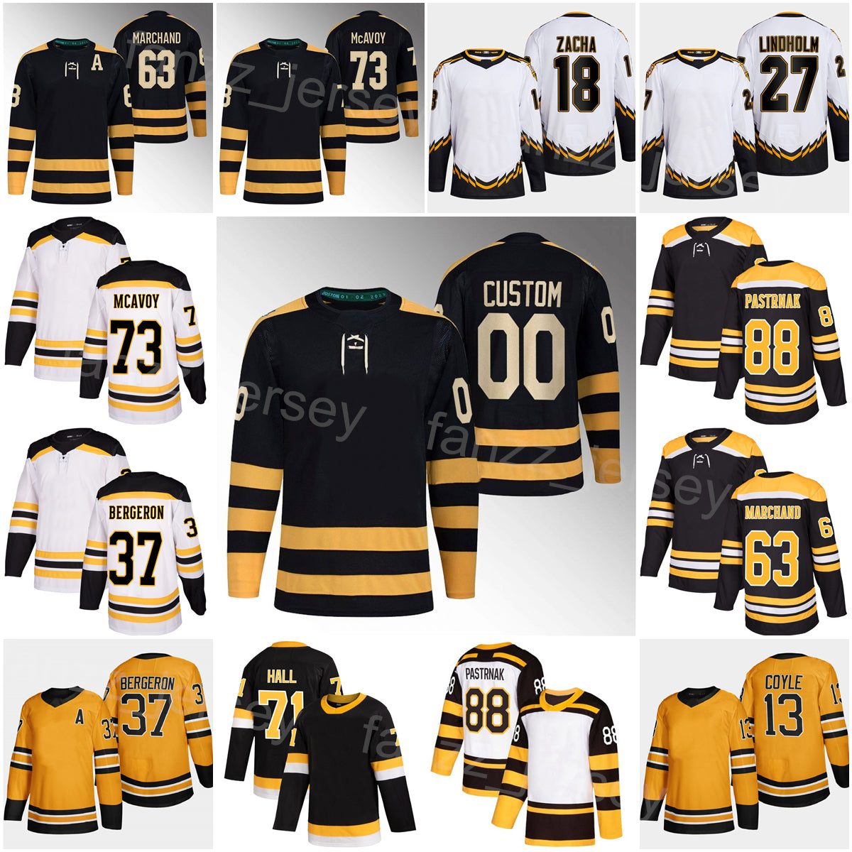 Reverse Retro 2023 Winter Classic Hockey 73 Charlie McAvoy Jerseys 63 Brad Marchand 88 David Pastrnak 37 Patrice Bergeron 71 Taylor Hall 13 Charlie