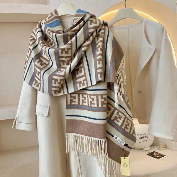 Scarves Luxury Warm Poncho Cashmere Winter Women Scarf Plaid Print Shawl Wraps Female Thick Pashmina Blanket Bufanda Travel Echarpe H250112