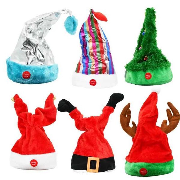Creative Electric Swing Christmas Hat Music Light Up Dance Cap Christmas Gift for Kids-Adults Xmas New Year Party DecorationsXJ241207