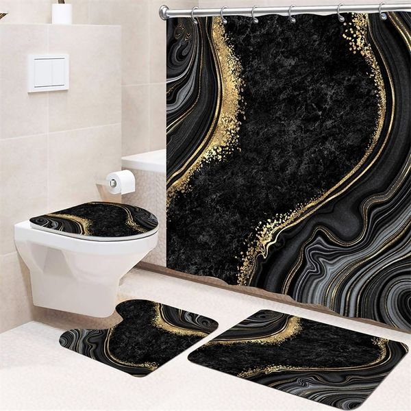 4-piece set of shower curtains with anti slip carpet toilet seat bathtub cover carpet durable waterproof bathroom and home entrance decorati