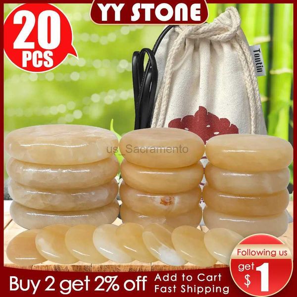 Face Massager Tontin 20pcs-set Huangyu Hot Stone Massage Set Foot Massage Stone Salon Set SPA Tool Heating Bag Health Care Round Stone 24032