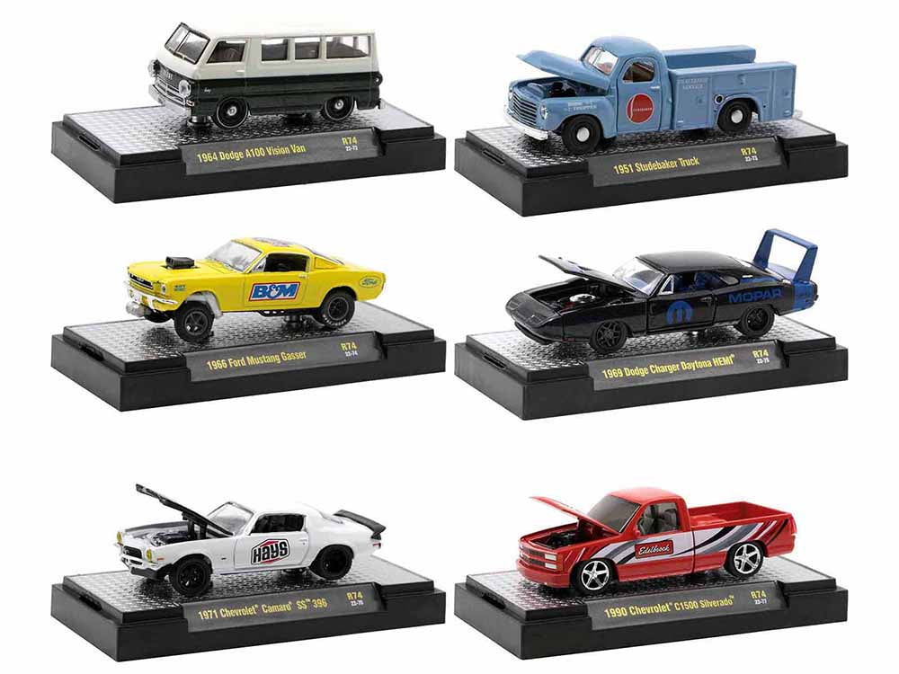 "Auto-Thentics" 6 piece Set Release 74 IN DISPLAY CASES Limited Edition to 8250 pieces Worldwide 164 Diecast Model Cars by M2 Machines